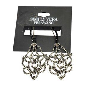 SIMPLY VERA WANG Black Diamond Dress Unique Artistic Earrings Dangle Jewelry